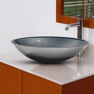 54cm Wide Oval Bathroom Art Tempered Glass Sink