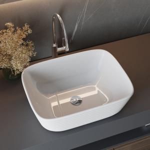 50.5cm W Bathroom White Square Countertop Sink