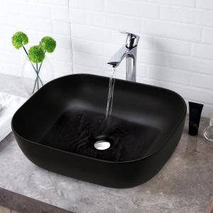 49.5cm W Black Ceramic Sink with Matte Black Finish for Bat…