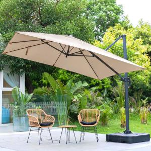 Taupe 3 x 3 m Square Cantilever Parasol Outdoor Hanging Umb…