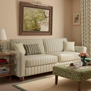 Cottonfy Striped Cotton Linen Blend Rolled Arm Sofa with So…