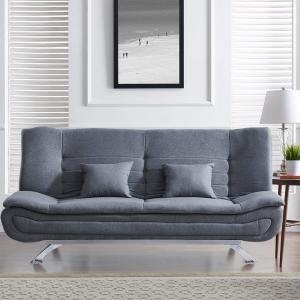 182CM Convertible Wide Grey 3 Seater Linen Sofa Bed with 2…