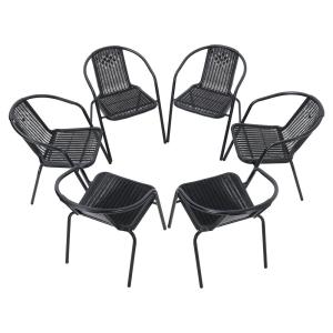 Set of 6 Stacking Patio Dining Side Chairs for All Weather…