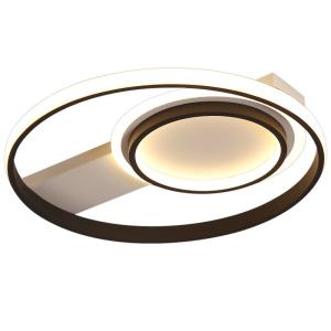 Modern LED Ceiling Light with 2 Circular Rings in Black Dim…