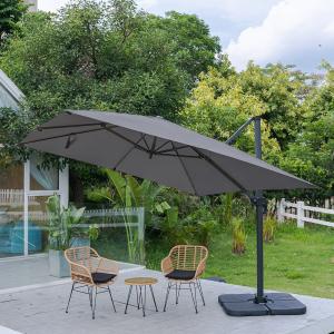 3 x 3 m Square Cantilever Parasol Light Grey Outdoor Hangin…