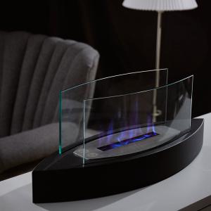 60cm Wide Black Tabletop Bio-Ethanol Fireplace with Flame G…