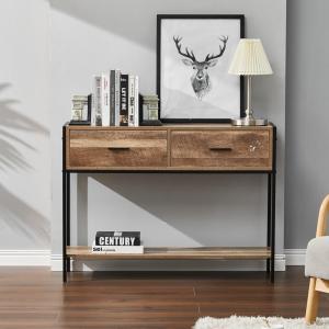 2 Drawers 2 Shelfs Industrial Console Table Entryway Sofa T…