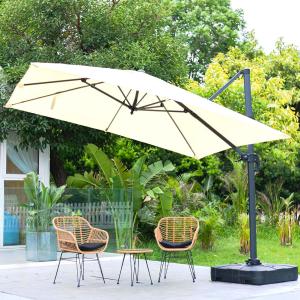 Beige 3 x 3 m Square Cantilever Parasol Outdoor Hanging Umb…