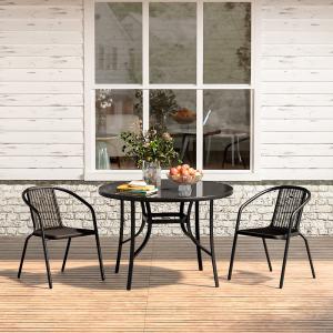4 Seater Outdoor Round Table Garden Tempered Glass Table an…