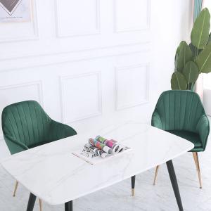 Set of 2 Velvet Dining Chairs with Pad and Armrest Green
