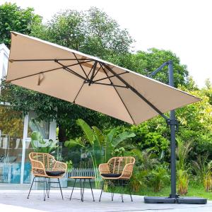 Taupe 3 x 3 m Square Cantilever Parasol Outdoor Hanging Umb…