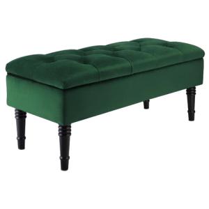 Luxurious Velvet Buttoned Storage Bench with Spacious Stora…