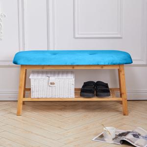 2 Tier Shoe Bench Bamboo with Shoe Storage Rack