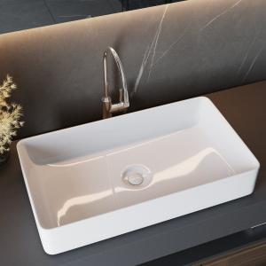 White Ceramic Wavy Bathroom Sink