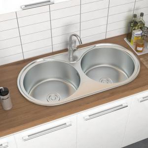 Double Bowl Kitchen Sink 0.6mm Stainless Steel Catering Sink