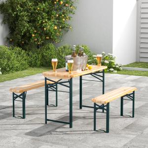 76 cm H Garden Folding Beer Table and Benches Set