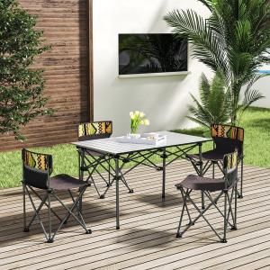 7 Piece Folding Camping Table and Chairs Set Portable with…