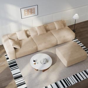 Cottonfy Corduroy Modular Wide Seat Chaise Sofa Block