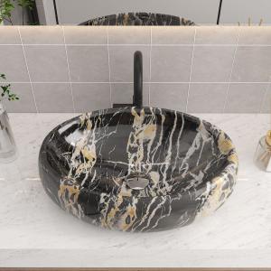 Ceramics Bathroom Sink Oval Vessel Sink with Drain Stopper