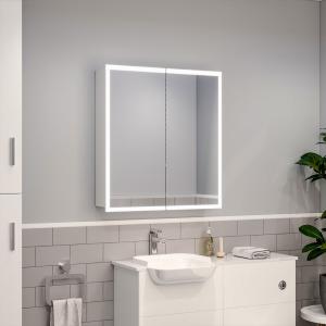 LED Double Door Mirror Cabinet Bathroom 650x600 mm