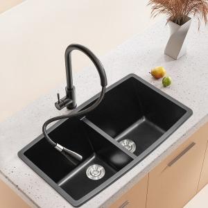 Black High-quality Equal Double Bowl Undermount Kitchen Sink