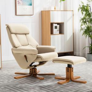 Swivel Faux Leather Lounge Recliner with Ottoman