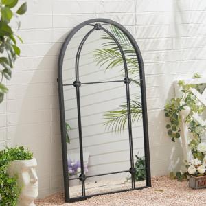 Arched Wall Hanging Metal Windowpane Mirror Home Decoration