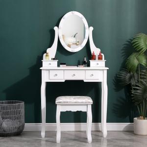 141.5cm H Lighted Makeup Vanity Desk with Mirror and Stool