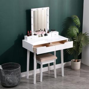 137cm H Modern Makeup Desk Set with Lighted Mirror and Stool