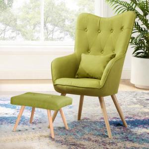 Soft Velvet Wingback Lounge Chair and Footstool