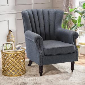 2ft Soft Linen Pleated Wingback Armchair Fireside Chair