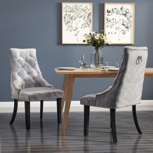 Set of 2 Tufted Velvet Dining Chairs