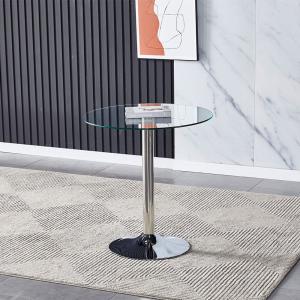 Small Round Clear Glass Top Dining Table with Pedestal Base