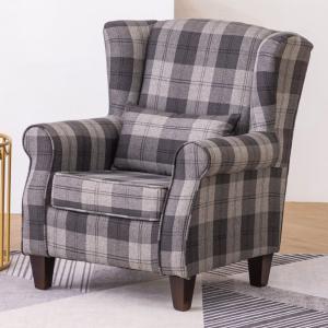 3.2ft Height Grey Checked Armchair Polyester Oswald for Liv…