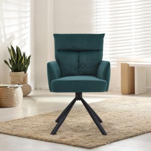 Modern Swivel Chair with Upholstered and Black Legs