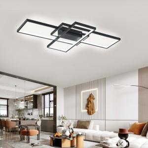 Modern LED Ceiling Light with 3 Black Rectangle Lampshades