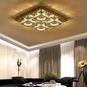 68 W Square LED Ceiling Light with Crystal Dimmable Warm Li…