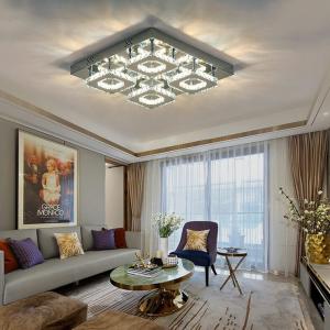 68 W Square LED Ceiling Light with Crystal Dimmable Warm Li…