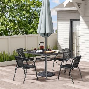 2 Seater Outdoor Table Square Tempered Glass Table and Gard…
