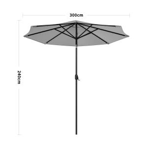 Light Grey 3m Iron Garden Parasol Sun Umbrella With Solar L…