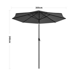 Dark Grey 3m Iron Garden Parasol Sun Umbrella With Solar LE…
