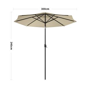 Beige 3m Patio Garden Parasol Sun Umbrella Sunshade Canopy…