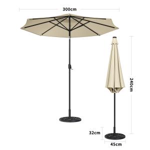 3M Garden Parasol Beige Patio Sun Umbrella Sunshade Canopy…