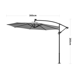Light Grey 3m Iron Banana Umbrella Cantilever Garden Paraso…