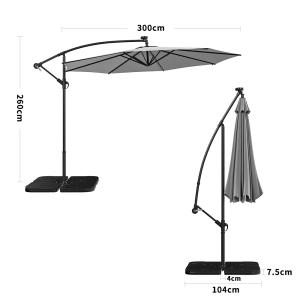 Light Grey 3m Iron Banana Umbrella Cantilever Garden Paraso…