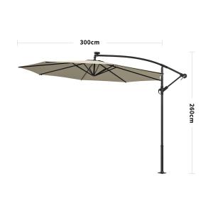 Beige 3m Iron Banana Umbrella Cantilever Garden Parasols wi…