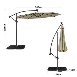 Beige/Light Grey/Dark Grey 3m Iron Banana Umbrella Cantilev…