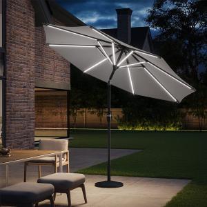 Light Grey 3M Lighted Market Sunbrella Umbrella with Solar…
