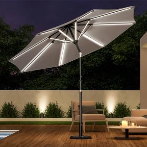 Light Grey 3M Lighted Market Sunbrella Umbrella with Solar…