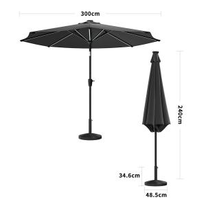 Dark Grey 3M Lighted Market Sunbrella Umbrella with Solar S…